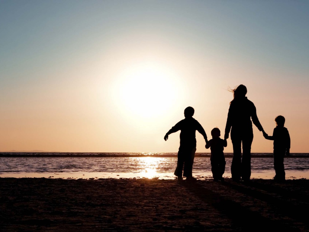 Family Silhouette Beach